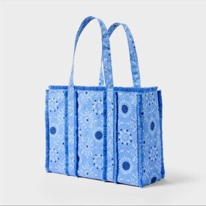 Star Medallion Fringe Canvas Tote Bag Blue - Roller Rabbit x Target, NWT